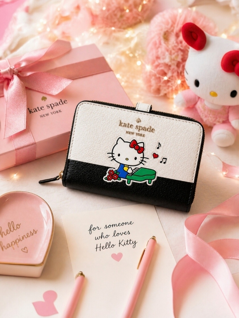 Kate Spade x Hello Kitty Wallet Rare Piano Bifold NWT KK222 Gift Collectible